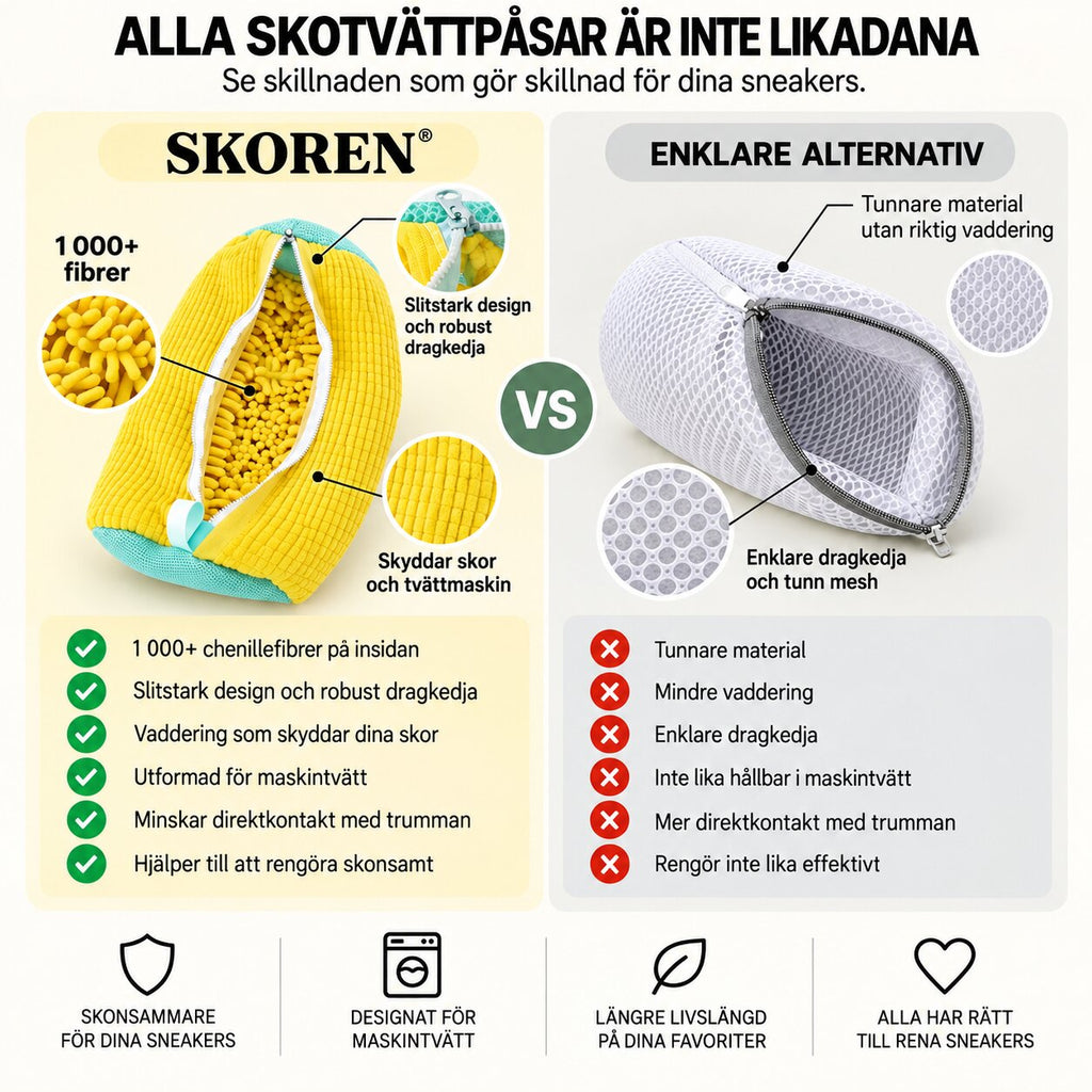 KJØP 1, FÅ 1 GRATIS! Rene sko på bare 30 minutter i vaskemaskinen.