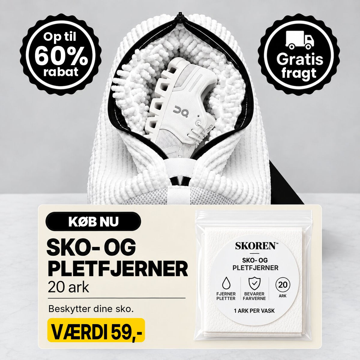 Få rene sko på kun 30 minutter – direkte fra vaskemaskinen.