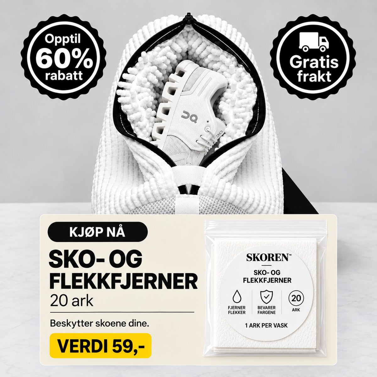 Få rene sko på bare 30 minutter rett fra vaskemaskinen
